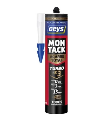 CARTUCHO 290 ml  ADHESIVO MONTAJE MONTACK TURBO TRANSPARENTE