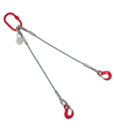 PULPO 2 RAMALES CABLE ACERO 16mm x 1000mm, ANILLA + 2 GANCHOS 3.000KG