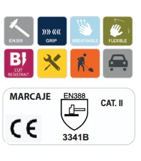 GUANTE PU CAT. II ANTICORTE Nivel 3 T-8/M 3341B
