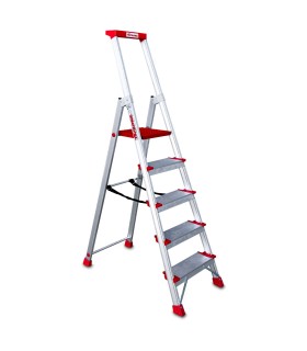 ESCALERA FARAONE ALUM.TIJERA 5 Peld.+ Bandeja