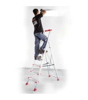 ESCALERA FARAONE ALUM.TIJERA 5 Peld.+ Bandeja