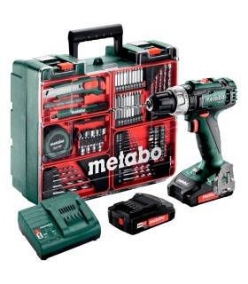 KIT TALADRO BAT. PERC. 18V METABO 2 BAT 2,0AH SB18L+ 79 ACCESORIOS