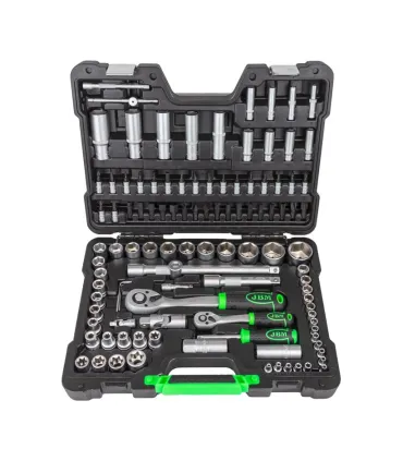 MALETA ECO-JBM LLAVES VASOS 108 PCS 1/2"+ 1/4"