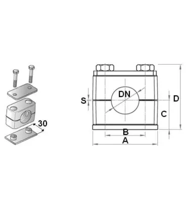 ABRAZADERA REFORZADA  Ø DN 22 GR. 3
