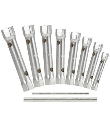 JUEGO 8 LLAVES TUBO CR-V CHAPA HUECAS 6x7 A 20x22