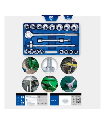 JUEGO LLAVES VASO 3/4" 20 Piezas Brilliant Tools