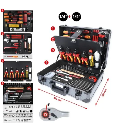 CAJA 128 HERRAMIENTAS ELECTROMECANICO KS TOOLS 911.0628
