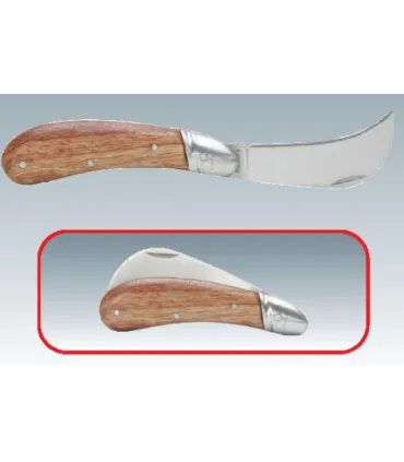 NAVAJA PLEGABLE CUCHILLA CURVA MANGO MADERA