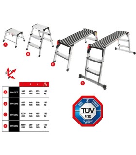 PLATAFORMA TRABAJO ALUMINIO ALTO 450 x LARGO 1000