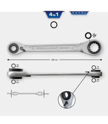 LLAVE CARRACA 4 EN 1 10x13x17x19