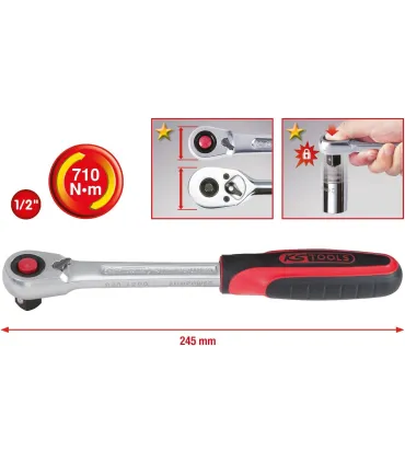 LLAVE CARRACA 1/2" KS TOOLS CABEZA ESTRECHA