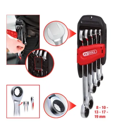 JUEGO 5 LLAVES MIXTA-CARRACA Profesional 8-19MM KS TOOLS 5034255