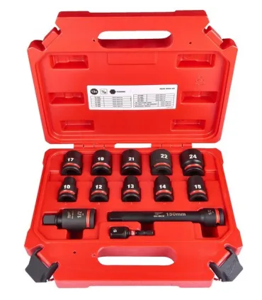 JUEGO 13 VASOS IMPACTO 1/2" MILWAKEE 10-24mm CORTOS