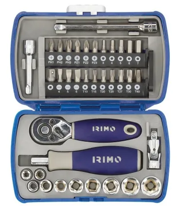 JUEGO VASOS Y PUNTAS 1/4" IRIMO 37 PIEZAS (DE BOLSILLO)