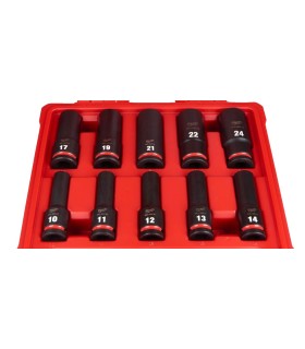JUEGO 10 VASOS IMPACTO 1/2" MILWAKEE 10-24mm