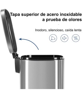 CUBO/ PAPELERA INOX 50 LTS. PEDAL+TAPA