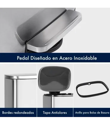 CUBO/ PAPELERA INOX 50 LTS. PEDAL+TAPA