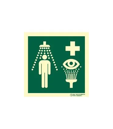 SEÑAL SALVAMENTO PVC FOT.297x297 "DUCHA Y LAVAOJOS"