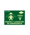 SEÑAL SALVAMENTO PVC ROT.FOT. 210x297 "DUCHA Y LAVAOJOS EMERGENCIA"