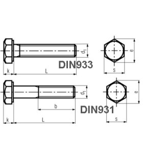 M42X220 TORNILLO HEXAGONAL DIN 931 6.8 NEGRO