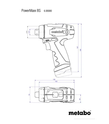 TALADRO ATORNILLADOR Y PERCUTOR METABO 2 BAT.10,8V-2Ah POWERMAX BASIC