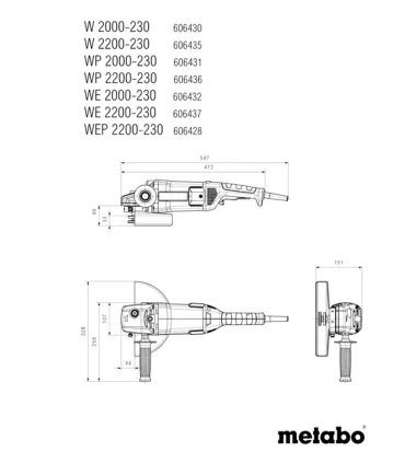AMOLADORA METABO 2000W 230 WP2000-230 H.MUERTO