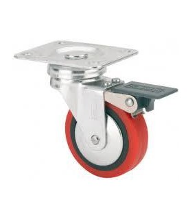 RUEDA POLIU.GIR. C/PLETINA + FRENO 60mmALEX  2-2569