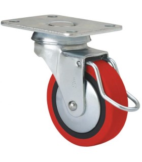 RUEDA POLIU.GIR. C/PLETINA + FRENO 60mmALEX  2-2569