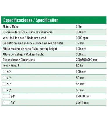 TRONZADORA ALUMINIO CORTE ASC. TL302  2CV MONOF.