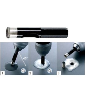 CORONA DIAMANTE CON AGUA Ø 12mm Mango hex 1/4"