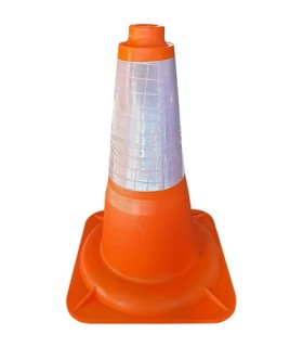 CONO SEÑAL PVC CON  REFLECTANTE 50cm UNA SOLA PIEZA