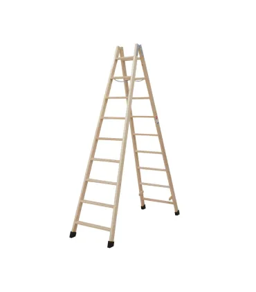 ESCALERA 9 PELD.TIJERA MADERA 2,25m C/TACOS