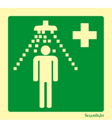 SEÑAL SALVAMENTO PVC FOT.297x297 "DUCHA Y LAVAOJOS"