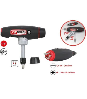 DESTORN.+MANGO "T" PORTAPUNTAS 1/4" CON 4 PUNTAS