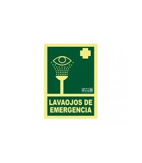 SEÑAL SALVAMENTO PVC ROT.FOT.297x230 "LAVAOJOS EMERGENCIA"
