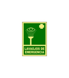 SEÑAL SALVAMENTO PVC ROT.FOT.297x230 "LAVAOJOS EMERGENCIA"