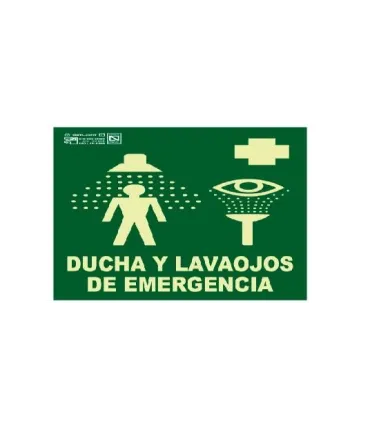 SEÑAL SALVAMENTO PVC ROT.FOT. 210x297 "DUCHA Y LAVAOJOS EMERGENCIA"
