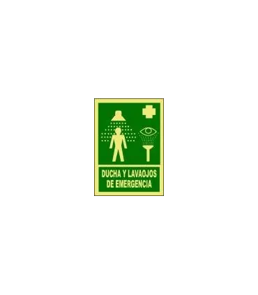 SEÑAL SALVAMENTO PVC ROT.FOT. 210x297 "DUCHA Y LAVAOJOS EMERGENCIA"
