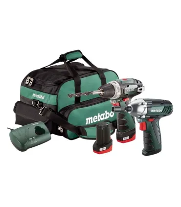 KIT POWER COMBO METABO: TALADRO + ATORN. IMPACTO + 2 BATERIAS LI