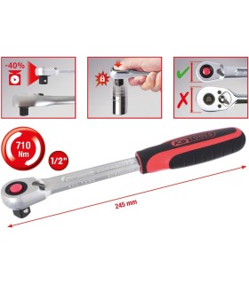 LLAVE CARRACA 1/2" KS TOOLS CABEZA ESTRECHA