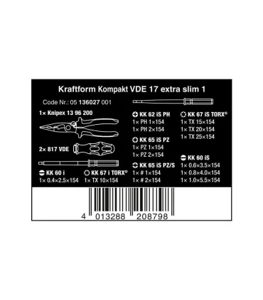 KIT WERA ELECTRICISTAS 15 PIEZAS, 15 DESTORNILLADORES+ALICATE KNIPEX MULTI