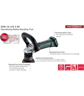 BISELADORA METALES METABO KFM18LTX CON 2 BATERIAS 5,5Ah. MÁX.45º-3MM