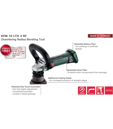 BISELADORA METALES METABO KFM18LTX CON 2 BATERIAS 5,5Ah. MÁX.45º-3MM