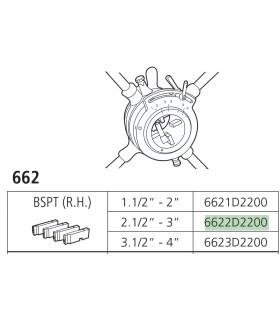 JUEGO PEINES 2.1/2"-3" BSPT-D ROSCADORA 662