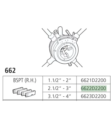 JUEGO PEINES 2.1/2"-3" BSPT-D ROSCADORA 662