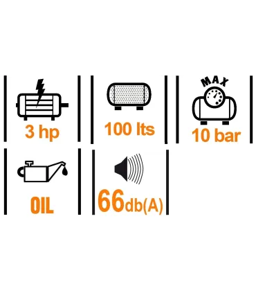 COMPRESOR NUAIR B2800B/3M100 3CV 100LTS 10BAR 230V MONOF