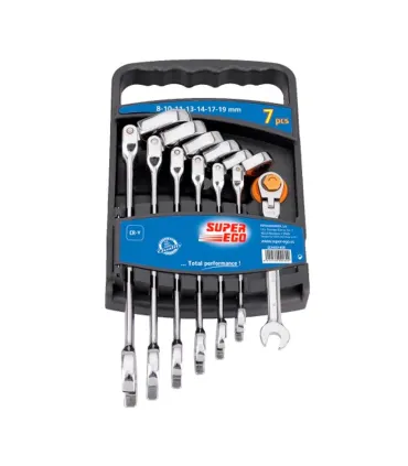 JUEGO 7 LL.MIXTA CARRACA 8 a 19mm S.EGO ARTICULABLE
