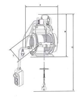 POLIPASTO CABLE ELECTRICO 250/500KG 38/19METROS