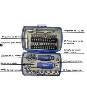 JUEGO VASOS Y PUNTAS 1/4" IRIMO 37 PIEZAS (DE BOLSILLO)