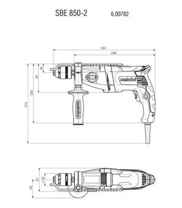 TALADRO PERCUTOR METABO SBE850-2 ELECTR. 2 VELOC.